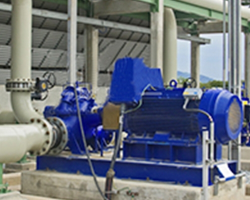 The position of the impeller in the axial flow pump